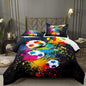 Bodhi Boys Sports Comforter Set - Queen Size, Rainbow Graffiti Football Theme for Kids & Teens, Matching Pillowcases Included