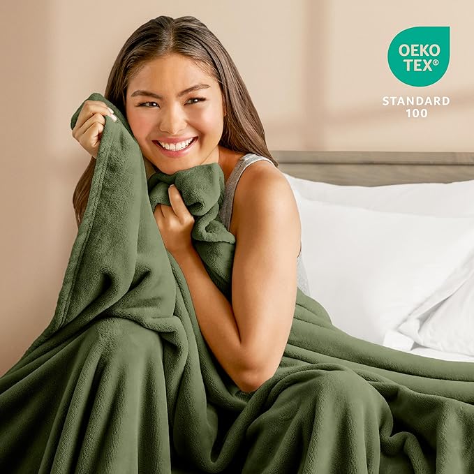 Bare Home Fleece Blanket - Full/Queen - Ultra-Soft Lightweight for Bed, Sofa, and Couch - Luxury Microplush - Cozy Warm Blanket (Full/Queen, Cypress)