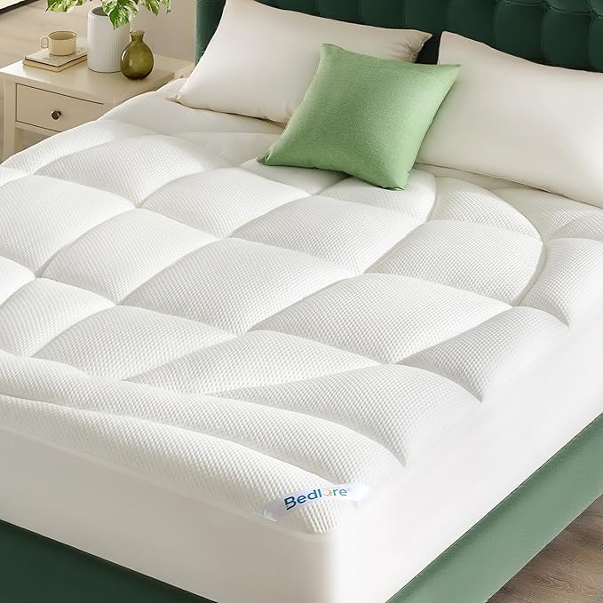 Twin Mattress Topper, Extra Thick Tencel™ Blend Pillow Top Mattress Pad, Soft and Breathable Mattress Cover for Back Pain Relief, Deep Pocket Design Fits 6–15 Inches Mattresses(White)
