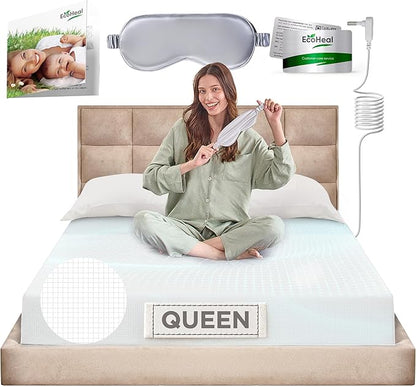 Earth Grounding Sheets Queen Size with 12% Silver Fiber & 4% Silk & 84% Cotton - White - SGS Quality Certified Grounded Well Bed Sheet - Conductive Fitted Sheet for Better Sleep