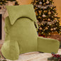 Portable Reading Pillows with Headrest for Bed Sitting Up(Pale Green Oeko-Tex), Velvet Back Pillow with Arms & Pockets for Adults, Support Memory Foam Bed Pillow for Dorm/Watching/Gaming