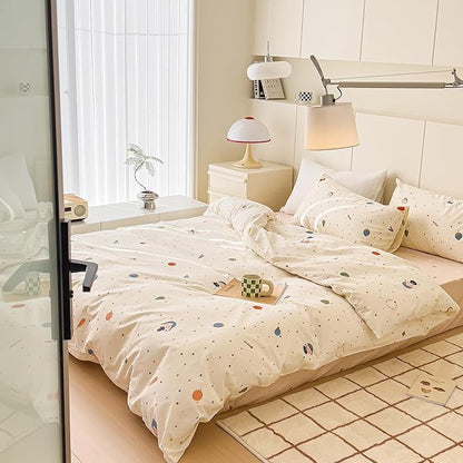 AOJIM Cute Duvet Cover Set for Kids Adults, Pure Cotton Comforter Cover Set with Multiple Cartoon Pattern Designs, Soft Bed Set 3pcs Queen Size, Colorful Quilt Cover for Room Decor(No Comforter)
