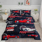 Red Sports Car Comforter Set Cool Sports Printed Bedding Set with 1 Comforter and 2 Pillowcases for Boys and Girls Bedroom All Season(Car-2 Twin)