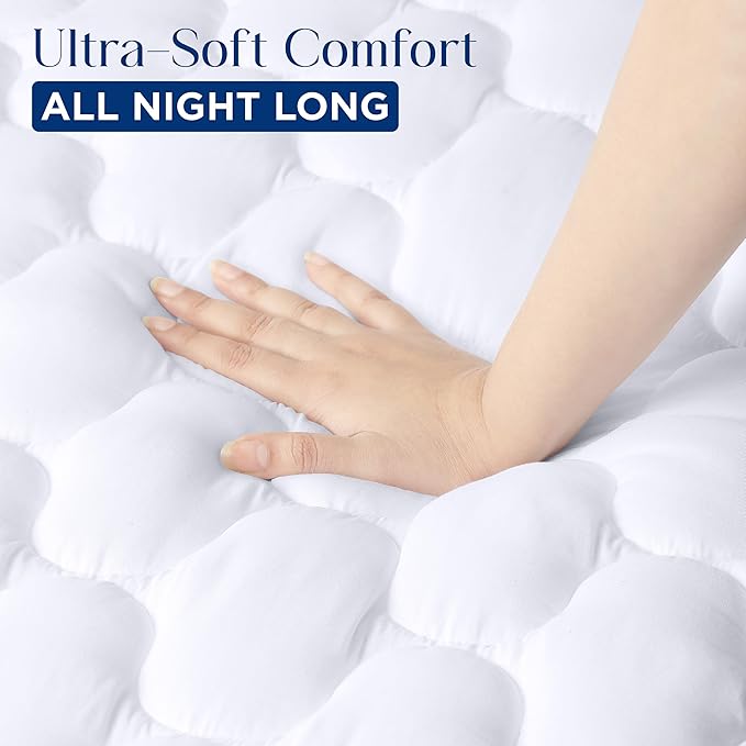 Utopia Bedding Waterproof Mattress Protector, King Mattress Pad, Noiseless Quilted Fitted Cover with Deep Pocket Stretches up to 16 Inches (White)