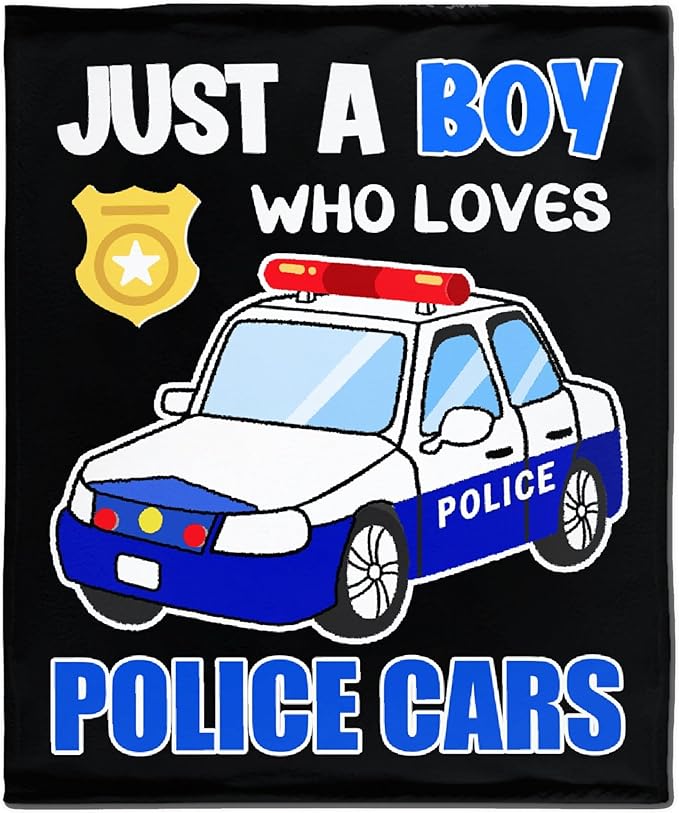 Police Car Blanket for Boys Kids Child Toddler Soft Fleece Police Blanket Just A Boy Who Loves Police Car Throw Blanket for Couch Bed Sofa Decor Birthday Police Gifts 30"x40"-XS