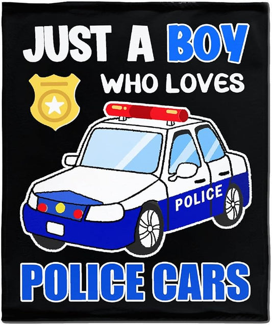 Police Car Blanket for Boys Kids Child Toddler Soft Fleece Police Blanket Just A Boy Who Loves Police Car Throw Blanket for Couch Bed Sofa Decor Birthday Police Gifts 30"x40"-XS