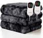Homemate Electric Heated Blanket Queen Size - 84"x90" Heating Blanket Queen Size Dual Control 1/2/4/6/8 Hours Auto-Off 10 Heat Level Over-Heat Protection Luxury Faux Fur Sherpa ETL Certification
