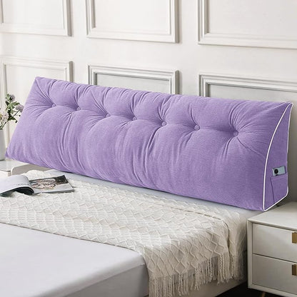 Sasttie Headboard Pillow King, Wedge Pillow Headboard for Sitting Up in Bed, Back-Rest Support Triangular Cushion for Reading - Features Removable Washable Cover, Purple