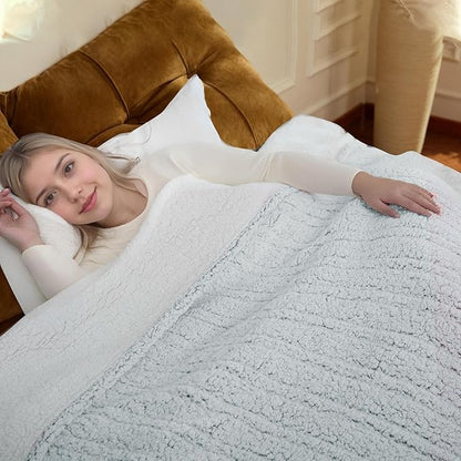 Electric Heated Blanket Full Size 72"×84" with 6 Heating Levels & 1-10Hs Auto Off, Heating Blanket Double Sided Sherpa, Fast Heating, Machine Washable for Christmas Gift - Light Gradient Blue
