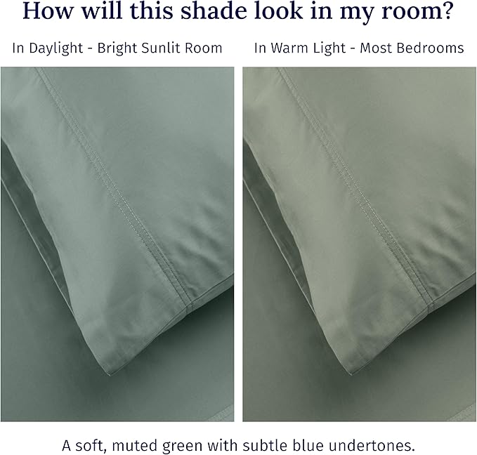 California Design Den Split King Sheet Set - 100% Cotton, 600 Thread Count, Breathable Luxury King Size Sheets for Adjustable Bed, Luxury Hotel-Quality Sheets, Soft Sateen (Sage Green - Cool Tone)