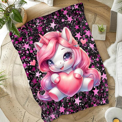 Girls Blanket Pink Unicorn Blanket for Girls 1-3 Gift for Unicorn Lovers, Cozy Soft Flannel 40 x 30 Inches Throws for Sofa Chair Couch