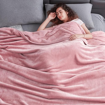 Mellowdy Extra Thick Hearty Plush Flannel Blanket (Candy Pink, 90x90) - 500GSM King Size Warm Blanket for Winter, Fall | Soft, Fluffy, Cuddly, Perfect for Bed, Oversized Throw for Couch, Sofa