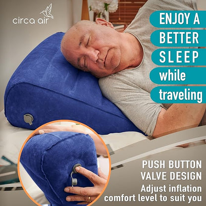 Circa Air Inflatable Wedge Pillow for Traveling – Travel Wedge Pillow for Sleeping. Extra Wide 27" Portable Bed Wedge Pillows for Sleep Apnea, Acid Reflux, Leg, Back and Knee Support, Blow up Wedge