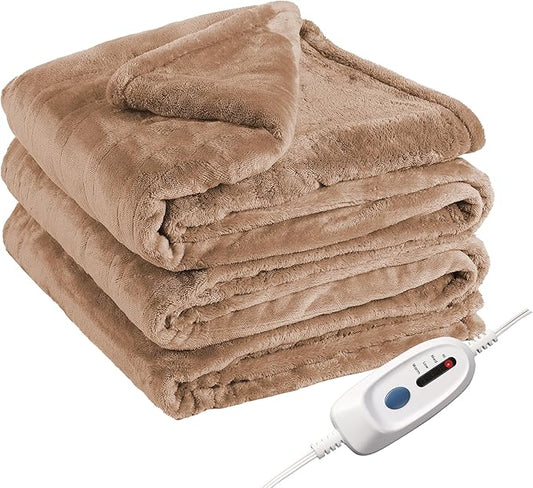 Electric Heated Blanket Full Size 72"x84", Fast Heating Blanket, Soft Cozy for Bed, 10 Hours Auto Off & 4 Heating Levels, Heater Blankets, Machine Washable, Warm Gifts for Grandma -Camel