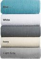 Tex Trend 100% Cotton Blankets King Size – Durable and Versatile Waffle Weave Blankets for Christmas & Year Round Coziness – Breathable & Lightweight - Blue (90”x108”)