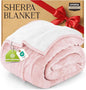 Utopia Bedding Sherpa Blanket California King Size (Pink, 102x96 Inches) - Soft Lightweight Plush Fleece Reversible Blanket for Bed, Sofa, Couch, Camping and Travel