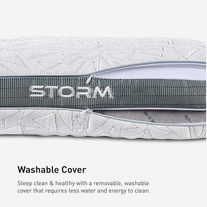 Bedgear Storm Performance Pillow – 1.0 - Cooling Bed Pillow for Hot Sleepers - Medium Firmness Pillow for All Sleep Positions, Washable & Removable Cover - 20" W x 26" L x 5.25" H