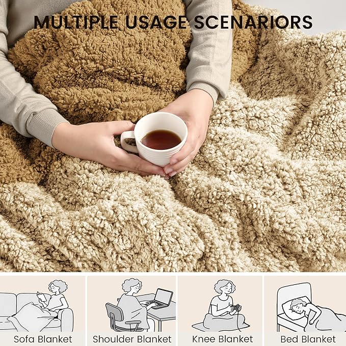 Heated Blanket Electric Blanket Twin - Fast Heating Blanket Throw Double Sided Sherpa Ultra Soft Cozy with 10 Heating Levels & 2-10 Hours Auto Off, Mashine Washable, 62 x 84 Inches, Camel