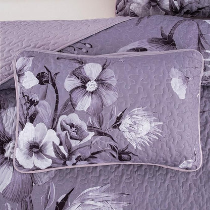 Floral Quilt Set Queen 3 Pieces Dark Purple Boho Flower Quilt Coverlet Set Soft Microfiber Lightweight Floral Quilted Bedspread with 2 Pillow Shams for All Season 90"x96"