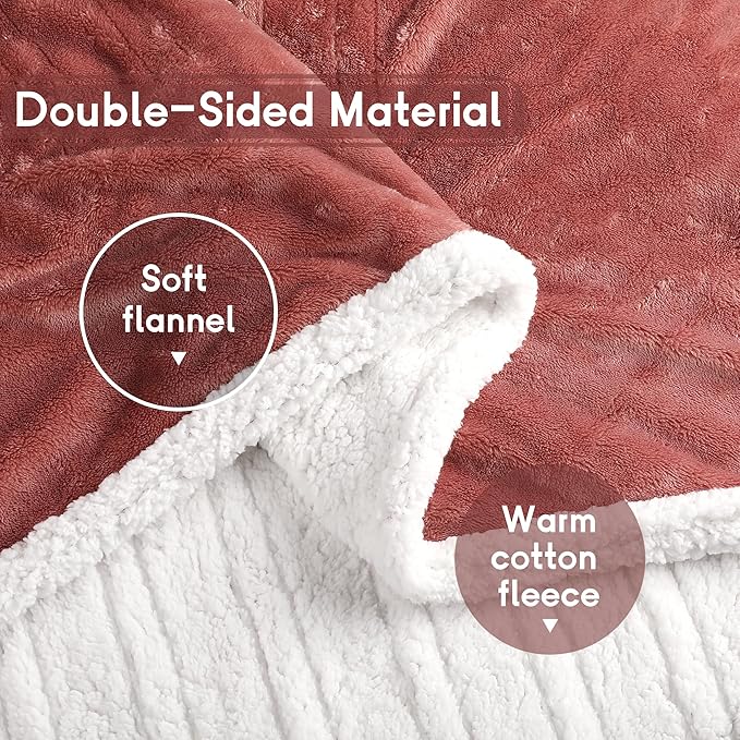 Heated Blanket Electric Blanket Full Size 72''x84'', Soft Flannel Heating Blanket with 1-10 Hour Auto Off - 6 Heat Settings - Machine Washable - Brick Red