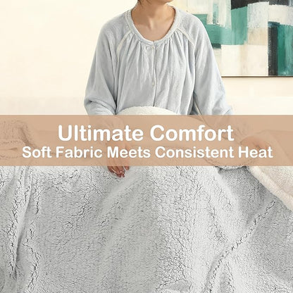 Electric Heated Blanket Full Size 72"×84" with 6 Heating Levels & 1-10Hs Auto Off, Heating Blanket Double Sided Sherpa, Fast Heating, Machine Washable for Christmas Gift - Light Gradient Blue