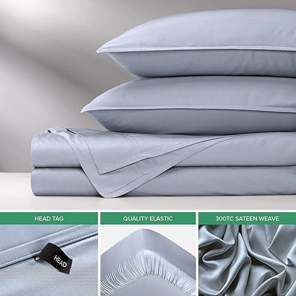 Pure Bamboo Queen Sheets, Genuine 100% Organic Viscose Derived from Bamboo Bed Sheet Set, Luxuriously Soft & Cooling, Double Stitching, 2 Year Quality Promise (Queen, Sterling Blue)