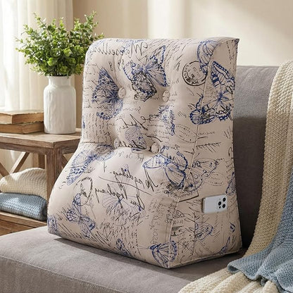 WOWMAX Curve Reading Pillow for Adult, Heighten Back Pillow for Sitting in Bed, Back Support Pillow for Couch, Chair Pillow for Back Support, 24 x 10 x 24 inch, 100% Cotton Removable Cover