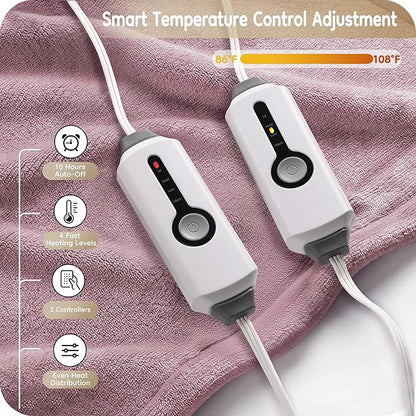 Electric Heated Blanket King Size 90×100, Comfortable & Luxurious Flannel, 4 Heating Levels & 10 H Auto Shut Off, Purple