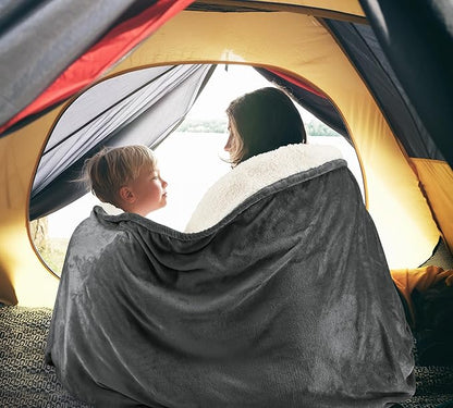 Utopia Bedding Sherpa Blanket Queen Size (Grey, 90x90 Inches) - Soft Lightweight Plush Fleece Reversible Blanket for Bed, Sofa, Couch, Camping and Travel