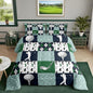 Golf Comforter Set Twin Size Geometric Patchwork Plaid Quilt Set Modern Ball Sports Gaming Bedding Set 2pcs for Men Adults Teens Room Decor Green White Duvet Insert with 1 Pillowcase