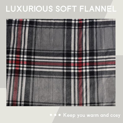 Heated Blanket Electric Blanket Full Size 72''x84'', Soft Flannel Heating Blanket with 12 Hour Auto Off - 10 Heat Settings - Machine Washable - Gray & Red