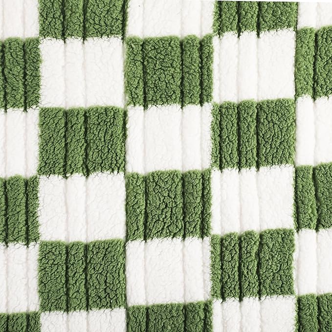 Electric Heated Blanket Full Size 72"×84" with 6 Heating Levels & 1-10Hs Auto Off, Checkered Plaid Heating Blanket Double Sided Sherpa, Fast Heating, Machine Washable for Christmas Gift Light Green