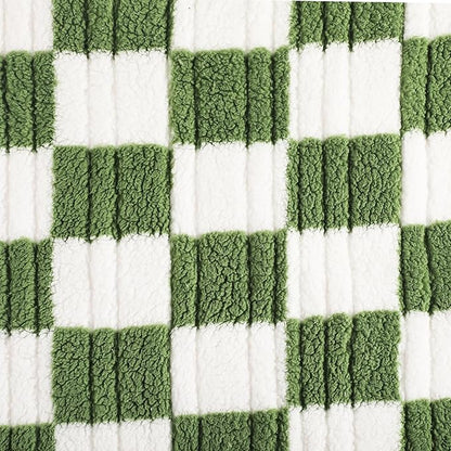 Electric Heated Blanket Full Size 72"×84" with 6 Heating Levels & 1-10Hs Auto Off, Checkered Plaid Heating Blanket Double Sided Sherpa, Fast Heating, Machine Washable for Christmas Gift Light Green