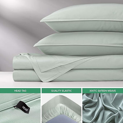 Pure Bamboo Short Queen Sheets for RV Camper (60"x75") - Genuine 100% Organic Viscose Derived from Bamboo Bed Sheet Set, Soft & Cooling, 2 Year Quality Promise (Short Queen, Sea Glass)
