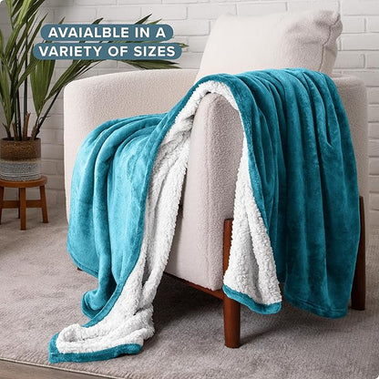 Bare Home Sherpa Fleece Blanket - Twin/Twin Extra Long - Blanket for Bed, Sofa, and Couch - Warm & Lightweight - Fluffy & Soft - Reversible (Twin/Twin XL, Caribbean Sea)