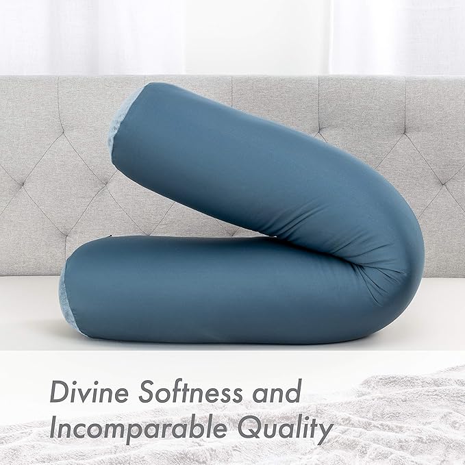 Straight Body Pillow, Full Size Premium Microbead,Side Sleeping/Maternity Pregnant Women, Supportive,Fluffy, Breathable, Cooling, 85/15 Spandex/Nylon Silky Anti-Aging - 48” X 8” - Dark Slate Grey