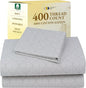 California Design Den Deep Pocket Twin Sheets Set - 400 Thread Count Sateen, Natural 100% Cotton Bed Sheets, Deep Pocket and Durable Bedding Set - Taupish-Sage Crosshatch
