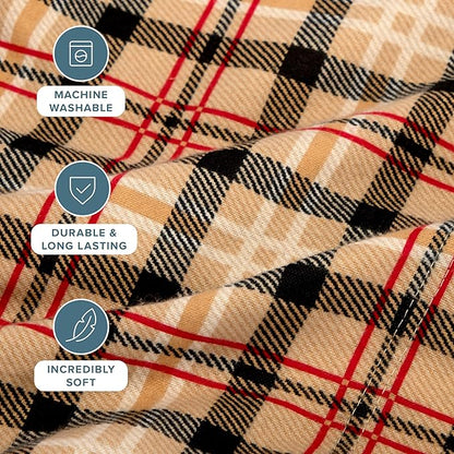Bare Home Flannel Sheet Set Prints, 100% Cotton, Soft Heavyweight - Christmas Sheets - Double Brushed Flannel for Extra Softness & Comfort - Deep Pocket - Holiday Sheets (Queen, Red Lodge Plaid)