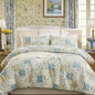 Blue Floral Duvet Cover Set Queen Size 100% Cotton Botanical Patchwork Vintage Bedding Quilt Cover All Season 3 Pieces Soft Lightweight Comforter Cover