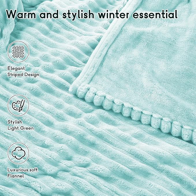 Heated Electric Blanket Queen Size 84''x90'', Dual Controller Soft Flannel with 10 Heat Settings 1-12 Hour Auto Off Large Blanket for Bed - Pale Green