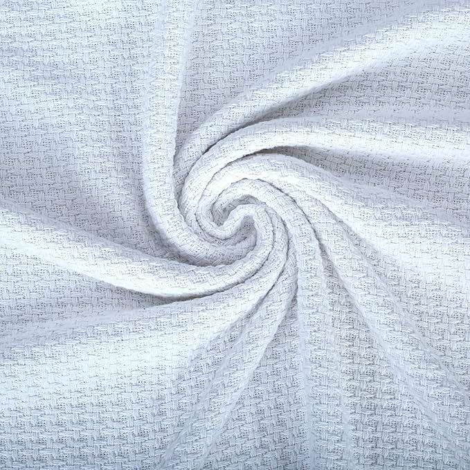 HILLFAIR 100% Cotton Blanket- 120" x 120" XXL Oversized King Bed Blankets - Family Size 10 ft x 10 ft Big - All Season Soft Cozy Breathable Blankets for Bed - Extra Large King Cotton Blanket- White