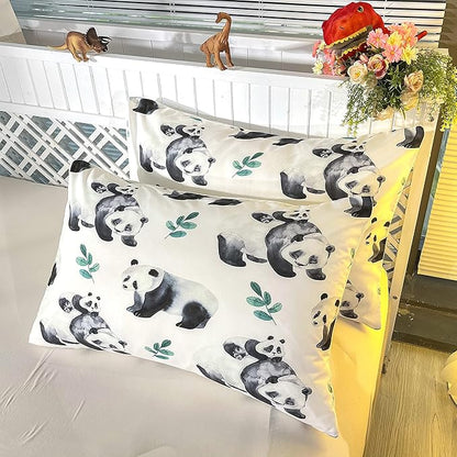 CVHOUSE Panda Duvet Cover Set Full,Panda Bedding Set for Boys Girls,Animal Comforter Cover,Cute Cartoon Pandas Quilt Cover Set,1 Quilt Cover 2 Pillowcases 3 Piece