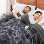 greenoak Heated Electric Blanket Throw, Faux Fur Sherpa Heating Blanket for Sofa Bed, Warm Winter Gift for Dad/Grandma, Heater Lap Blankets 5-Position Timer &10 Heating Levels 72''*84" Marble Grey