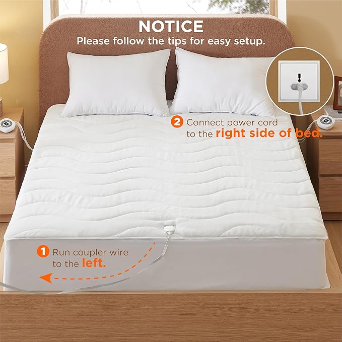 Bedsure Heated Mattress Pad King - Bed Warmer with Memory & Preheat Functions, 12-Hour Auto Off & 10 Heat Settings, Dual Controllers, Fast Heating, Coral Fleece Electric Mattress Pad King, 78"x80"