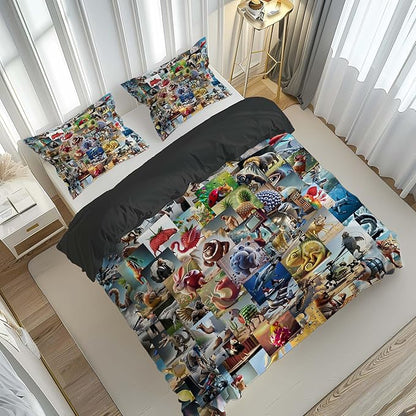 Italian Brainrot Bedding Duvet Cover Set,Funny Fusion AnimalsTwin Full Queen King Comforter Cover Bedding Set for Kids Boys Bed Decor Gifts ﻿ (Color 5,Queen (90" x 90"))