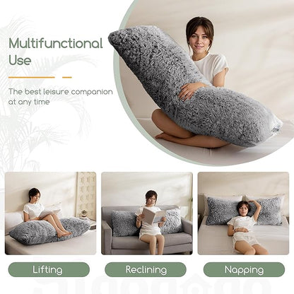 HIGOGOGO Body Pillow for Adults Extra Long Full Body Pillow with Removable Cover and Memory Foam Filling, for Side Sleepers and Pregnancy, Soft Support Pillow, Machine Washable (20x54 Inch)
