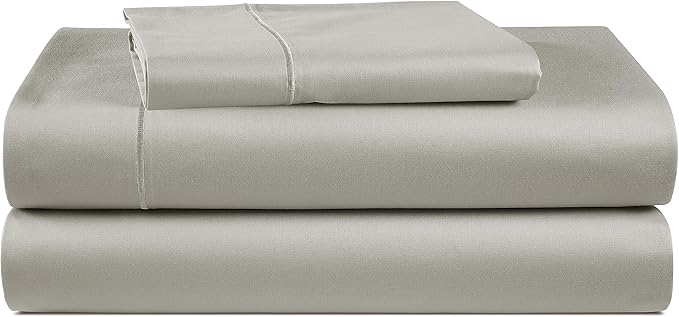 LANE LINEN 100% Egyptian Cotton Bed Sheets sábanas Twin XL, Soft & Comfy Luxury Hotel Thick Bedding Sheets & Pillowcase Set, Machine Wash Cooling 15'' Twin XL Deep Pocket Sheet Set - Silver