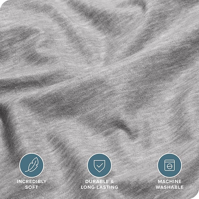 Bare Home Flannel Sheet Set Prints, 100% Cotton, Velvety Soft Heavyweight - Double Brushed Flannel for Extra Softness & Comfort - Deep Pocket - Bed Sheets (Split King, Heathered Light Grey)