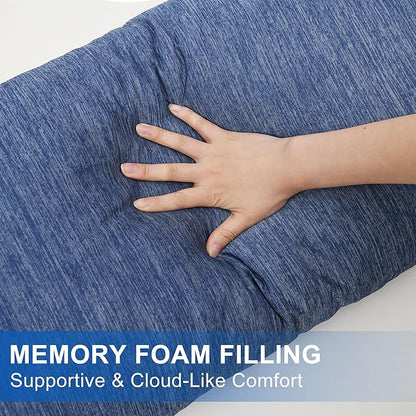 Hiasan Cooling Body Pillows for Adults, Long Memory Foam Body Pillow - Full Size Support for Side Sleepers & Pregnancy, Back Pain Relief, 20x54 Inches, Blue