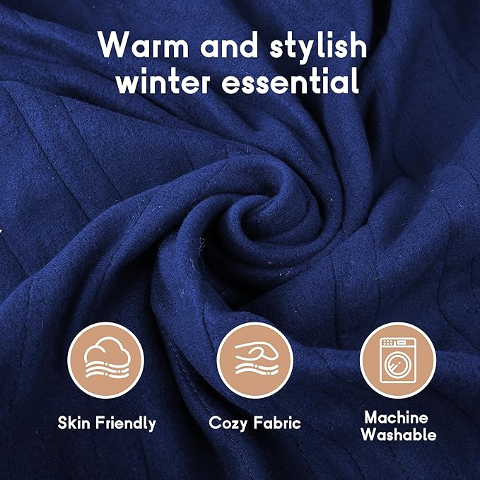 Heated Blanket Electric Blanket Full Size 72''x84'', 4 Heating Levels 10 Hours Auto Shut Off Soft Warmer Heating Blanket - Dark Blue